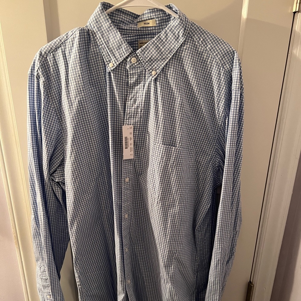 Never worn J Crew blue check slim fit shirt